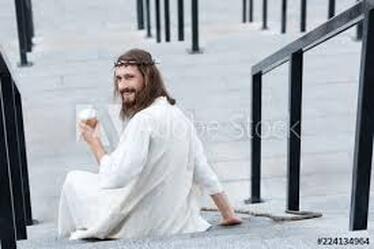Blurry pic of Jesus drinking coffee